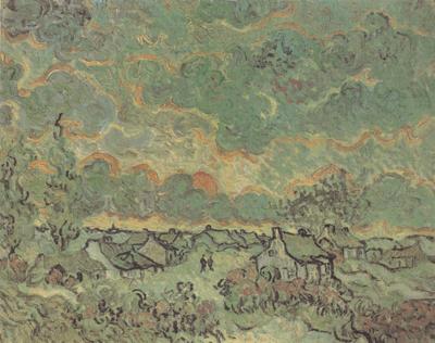 Vincent Van Gogh Cottages and Cypresses:Reminiscence of the North (nn04) oil painting picture